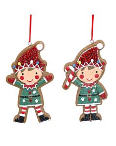 Gisela Graham Red/Green Gingerbread Elf Decoration